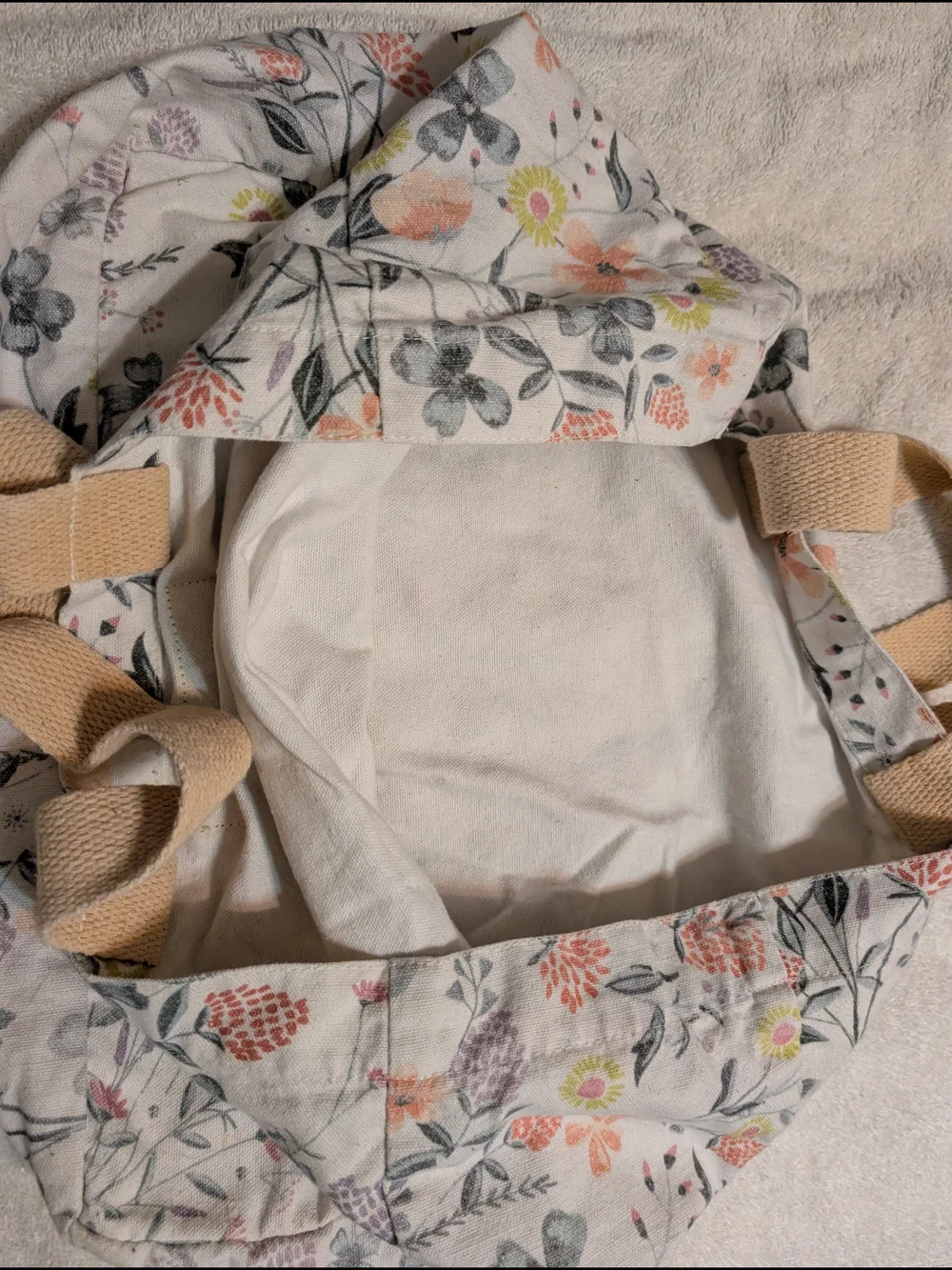 Laura Ashley Vintage Floral Canvas Tote Bag with Neutral Straps
